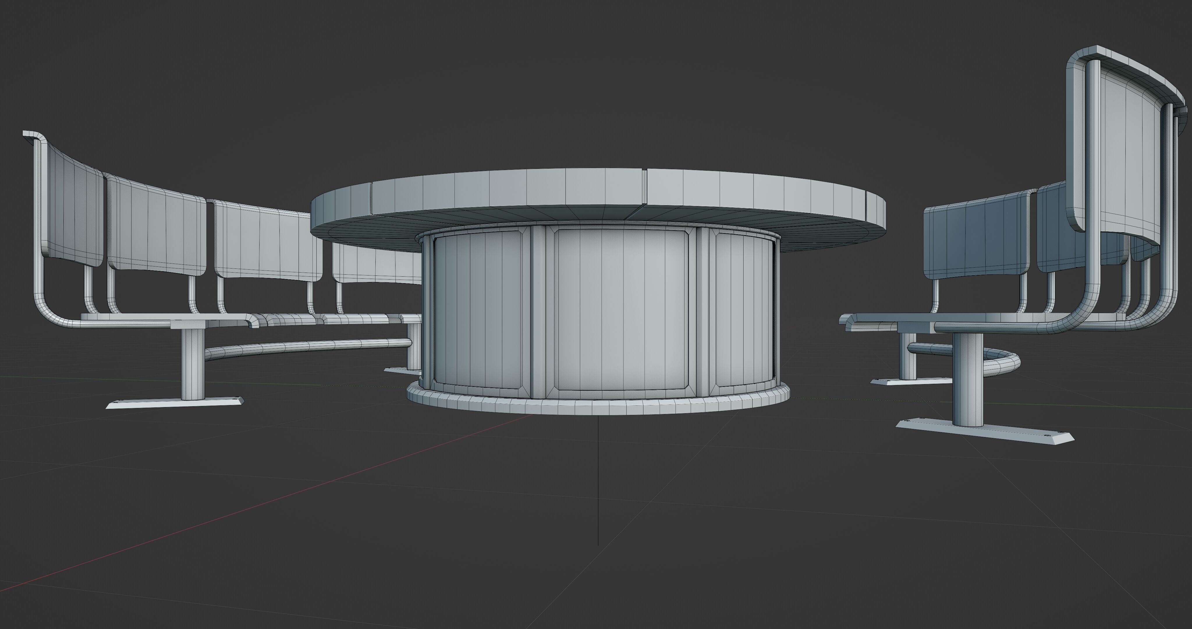 Table and Seats PBR Low-poly 3D model_12