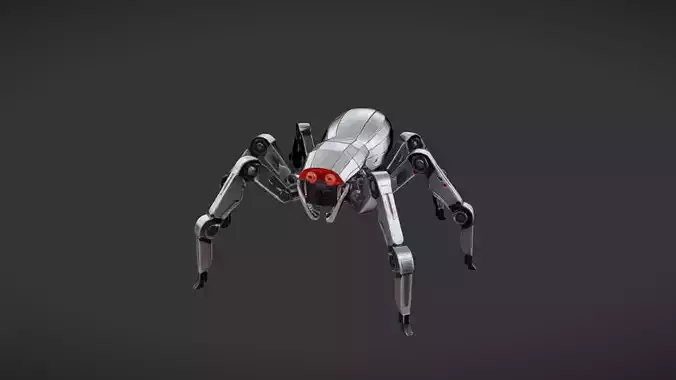 robotic spider with glowing eyes 3D model