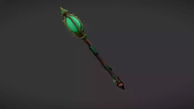 Mystical green crystal staff