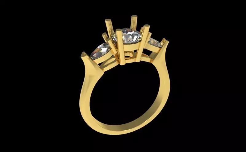 Three Diamond Ring 04 3D print model_0