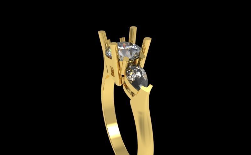 Three Diamond Ring 04 3D print model_3