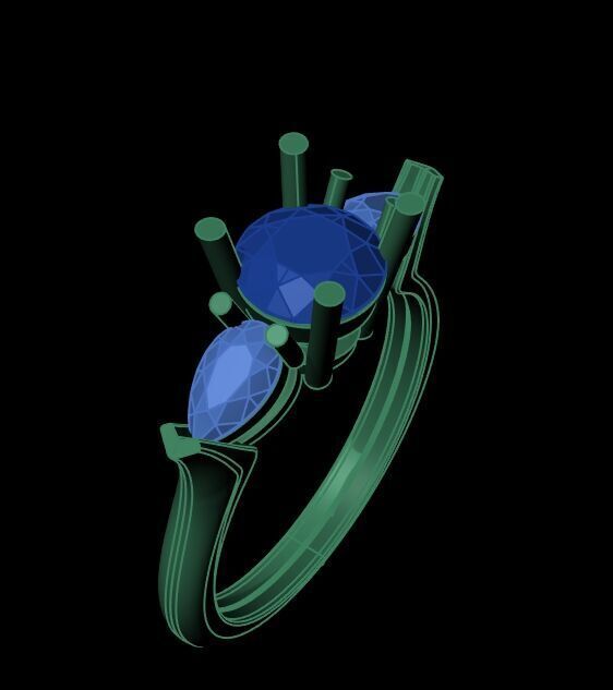 Three Diamond Ring 04 3D print model_4