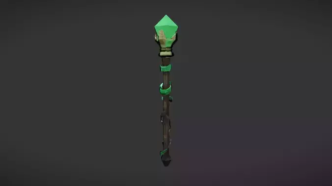 Magic staff with green crystal
