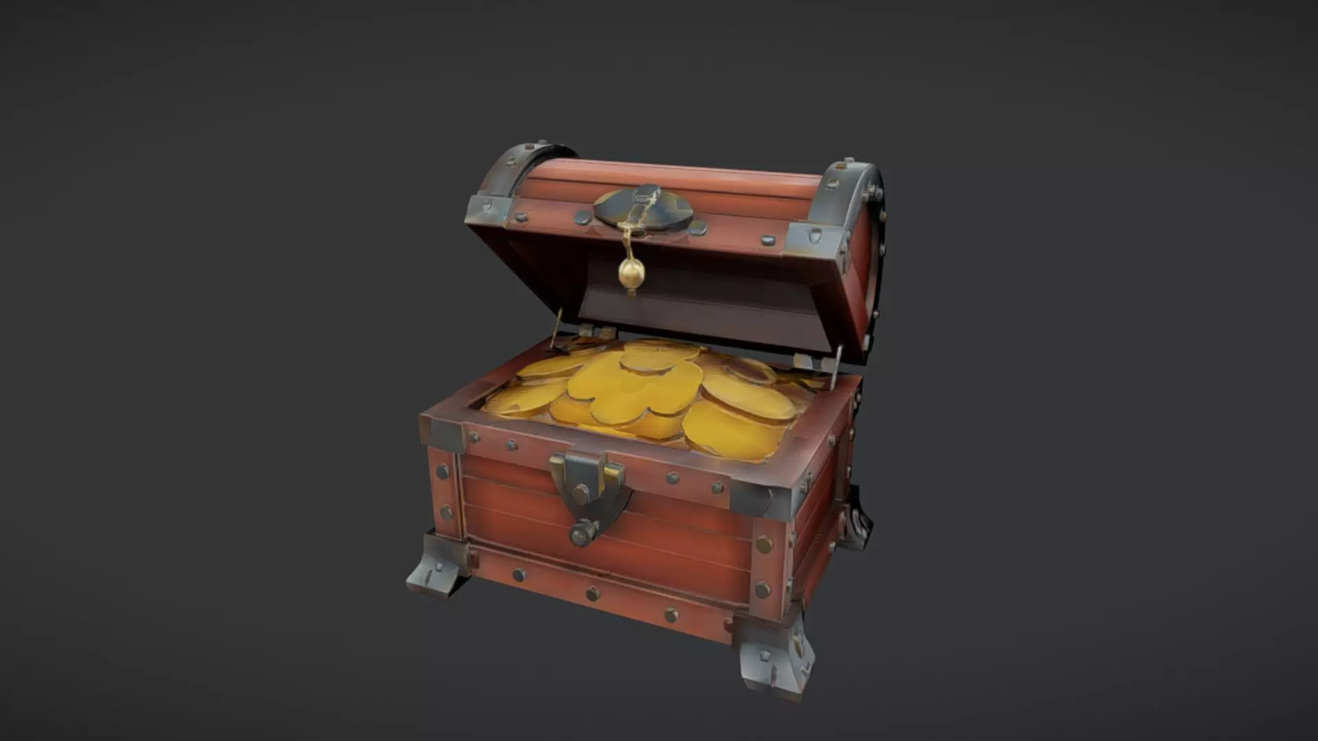 treasure chest with gold coins 3D model_0