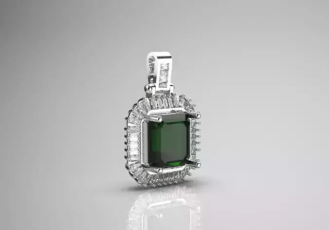 Luxury emerald and diamond jewelry stl pendant model jp0091