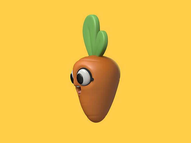 Baby Carrot Cartoon Kawaii Character Low-poly 3D model 3