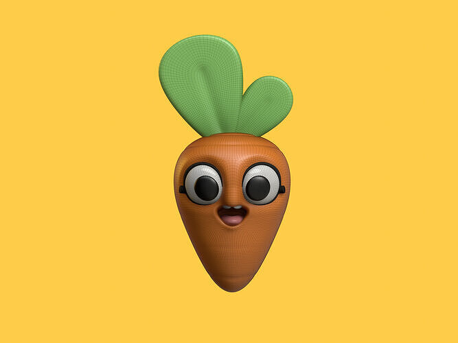 Baby Carrot Cartoon Kawaii Character Low-poly 3D model 7