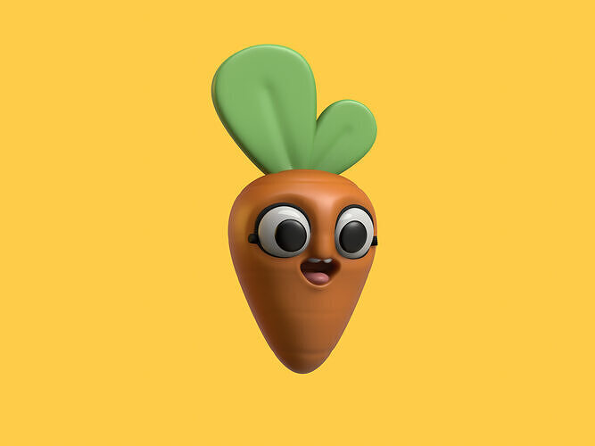 Baby Carrot Cartoon Kawaii Character Low-poly 3D model 2