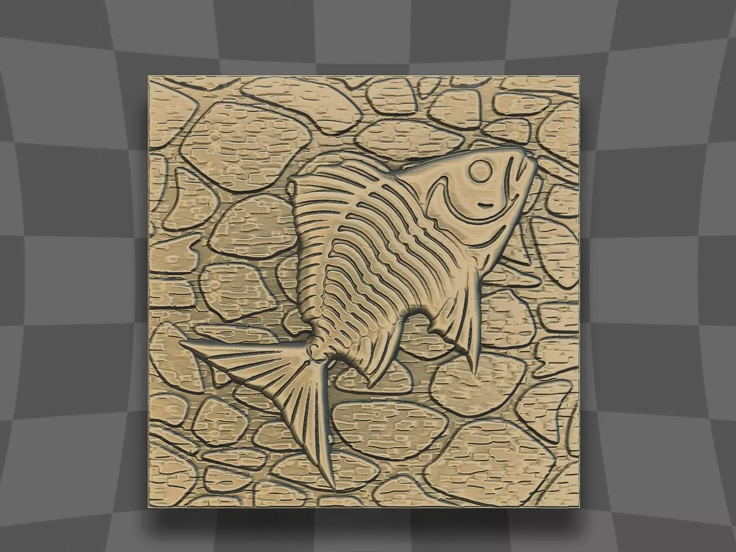 The dried dead fish on the rock 3D print model