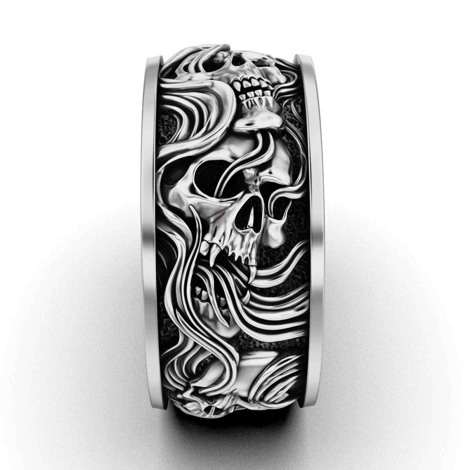 Skull ring and smoke in a circle V2 3D print model_6