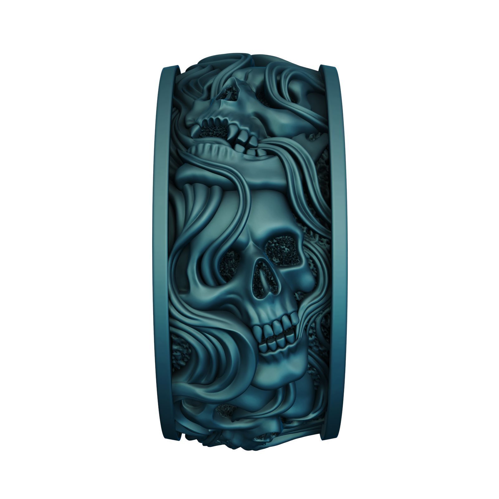 Skull ring and smoke in a circle V2 3D print model_10