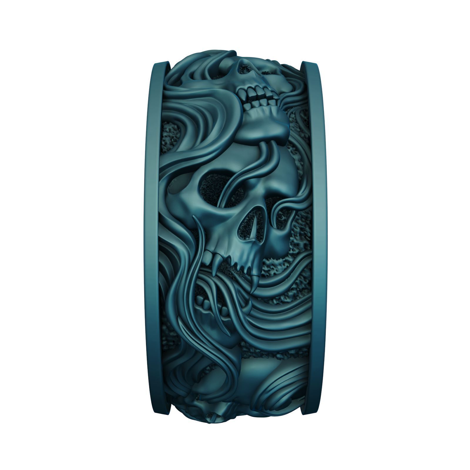 Skull ring and smoke in a circle V2 3D print model_12