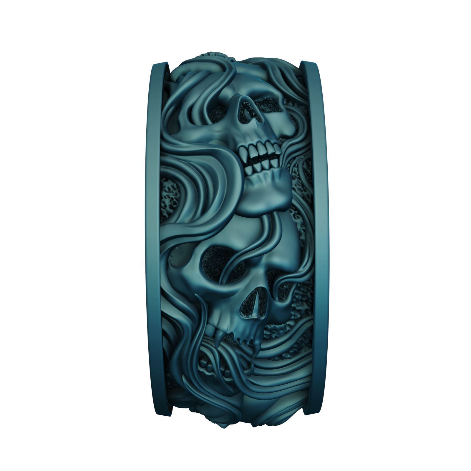 Skull ring and smoke in a circle V2 3D print model_11