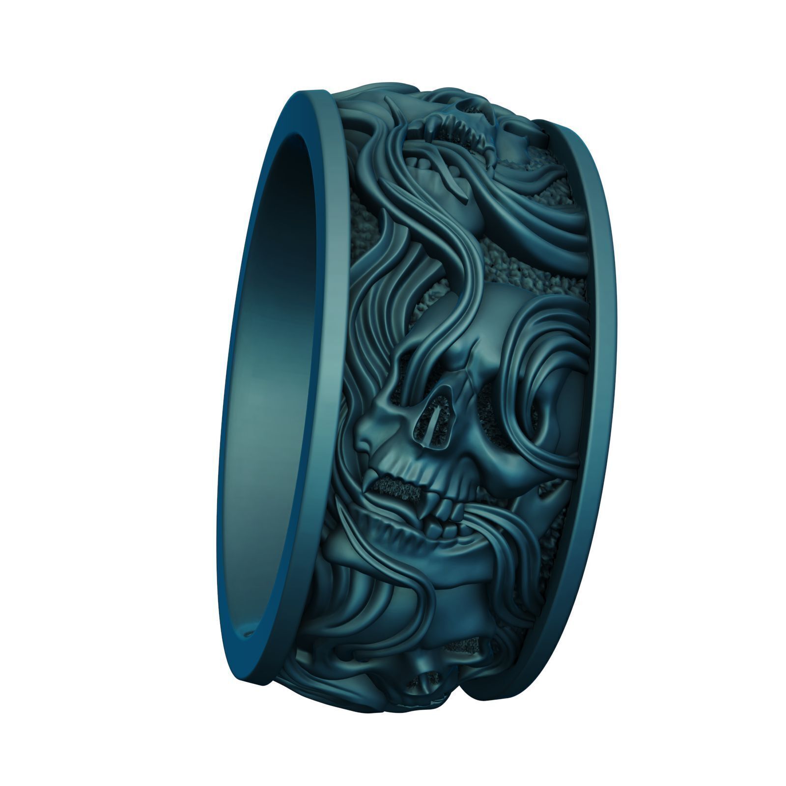 Skull ring and smoke in a circle V2 3D print model_14