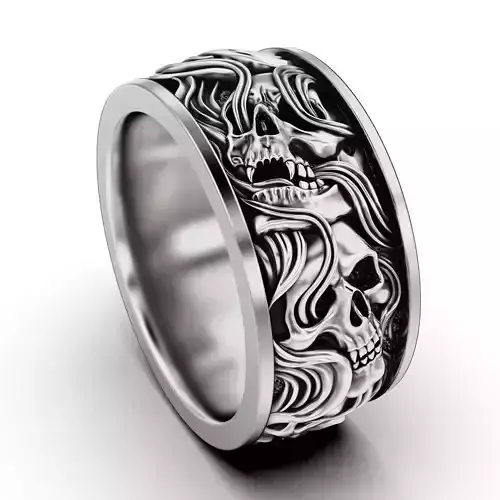 Skull ring and smoke in a circle V2 3D print model