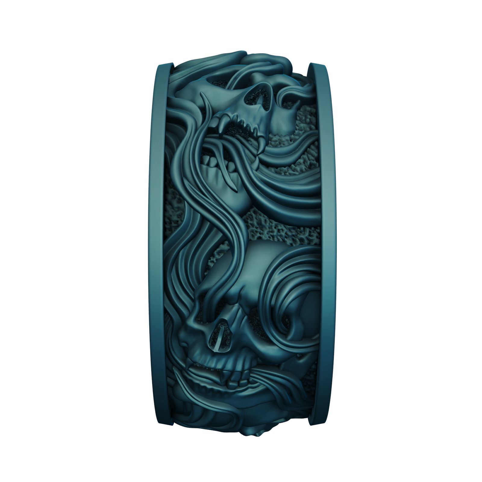 Skull ring and smoke in a circle V2 3D print model_13