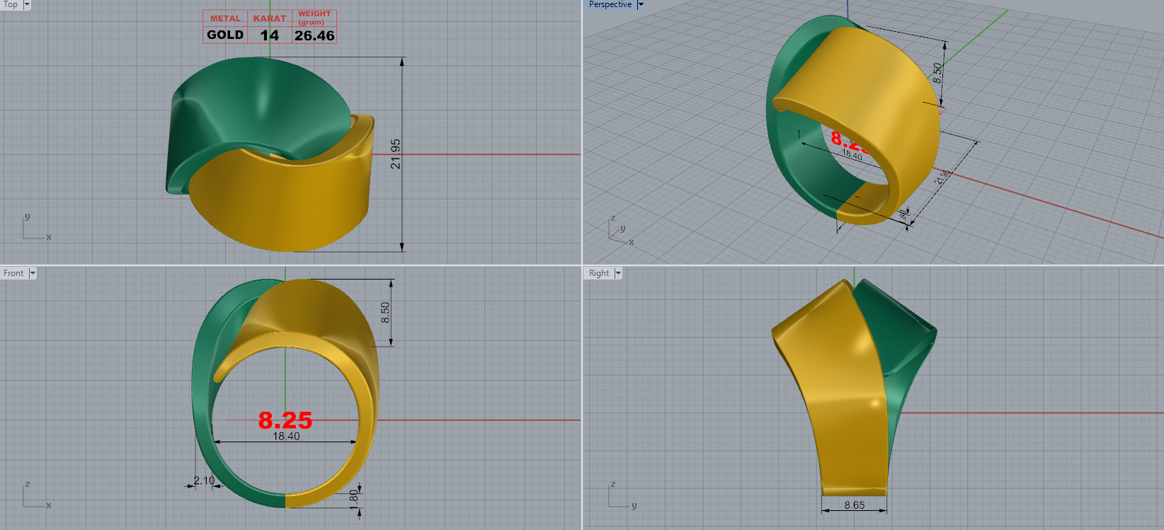 Abbraccio ring Vhernier 3D print model_7