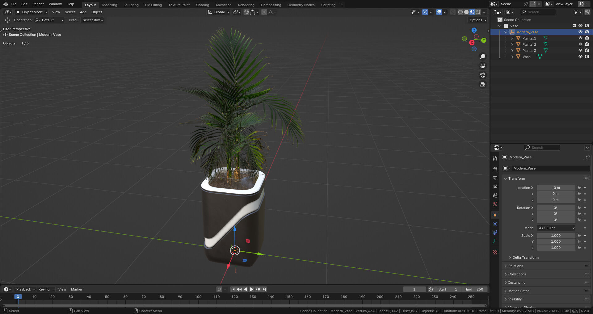 Modern Vase PBR Low-poly 3D model_6