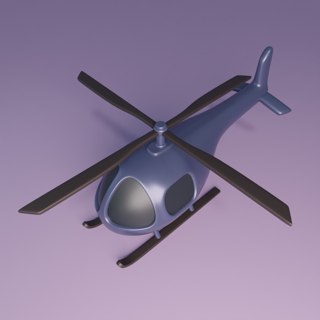 Cartoon Helicopter Low-poly 3D model_5