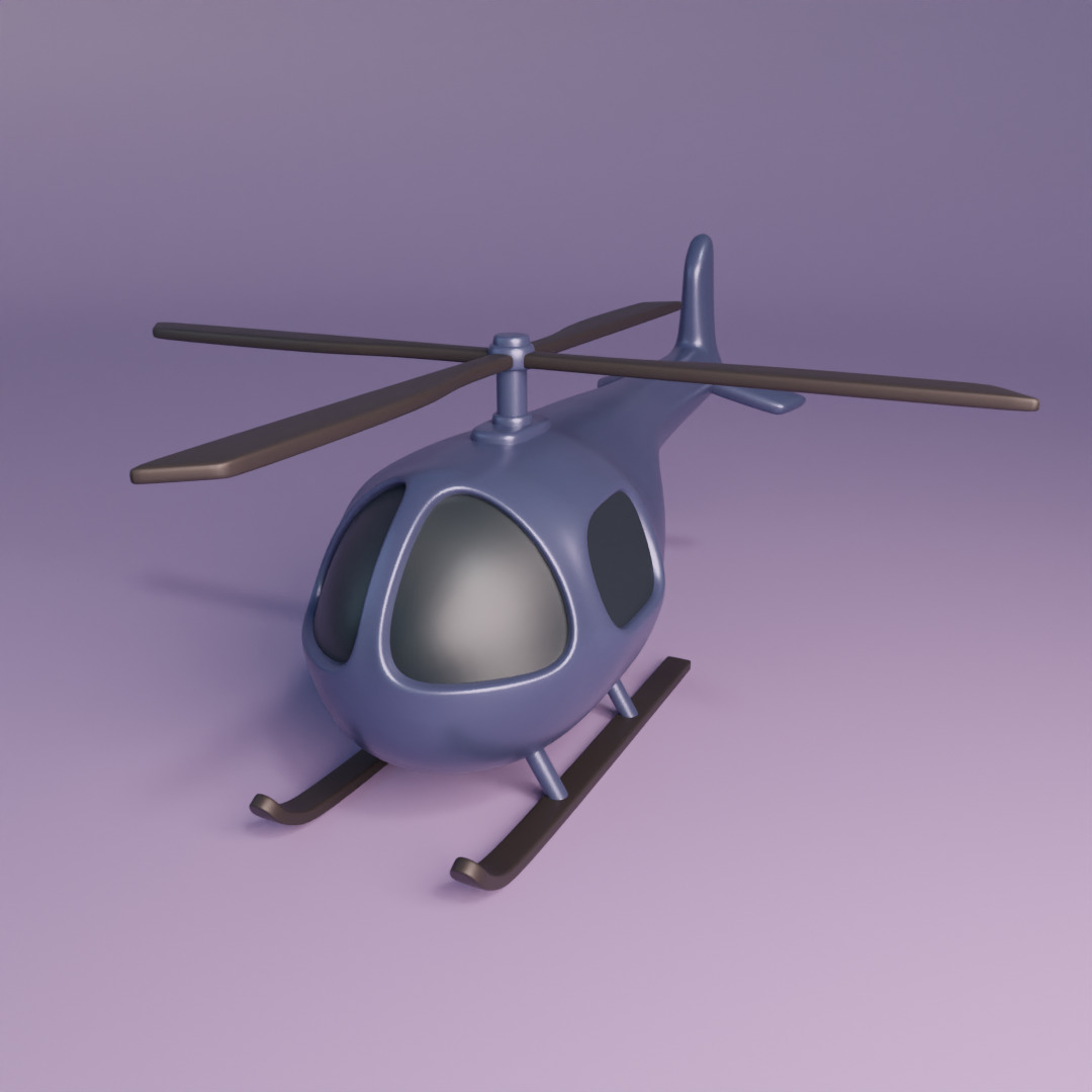 Cartoon Helicopter Low-poly 3D model_4