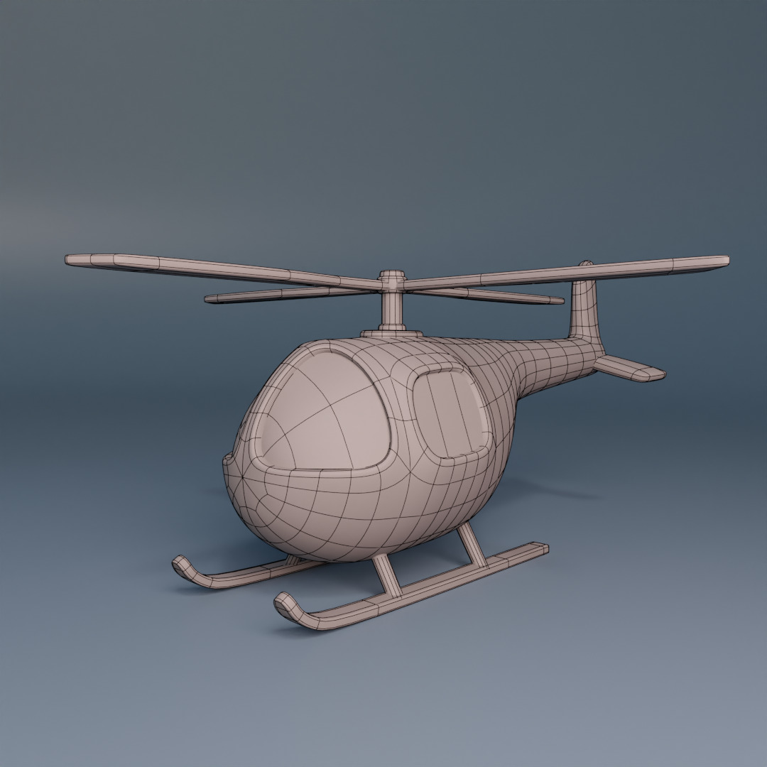 Cartoon Helicopter Low-poly 3D model_8