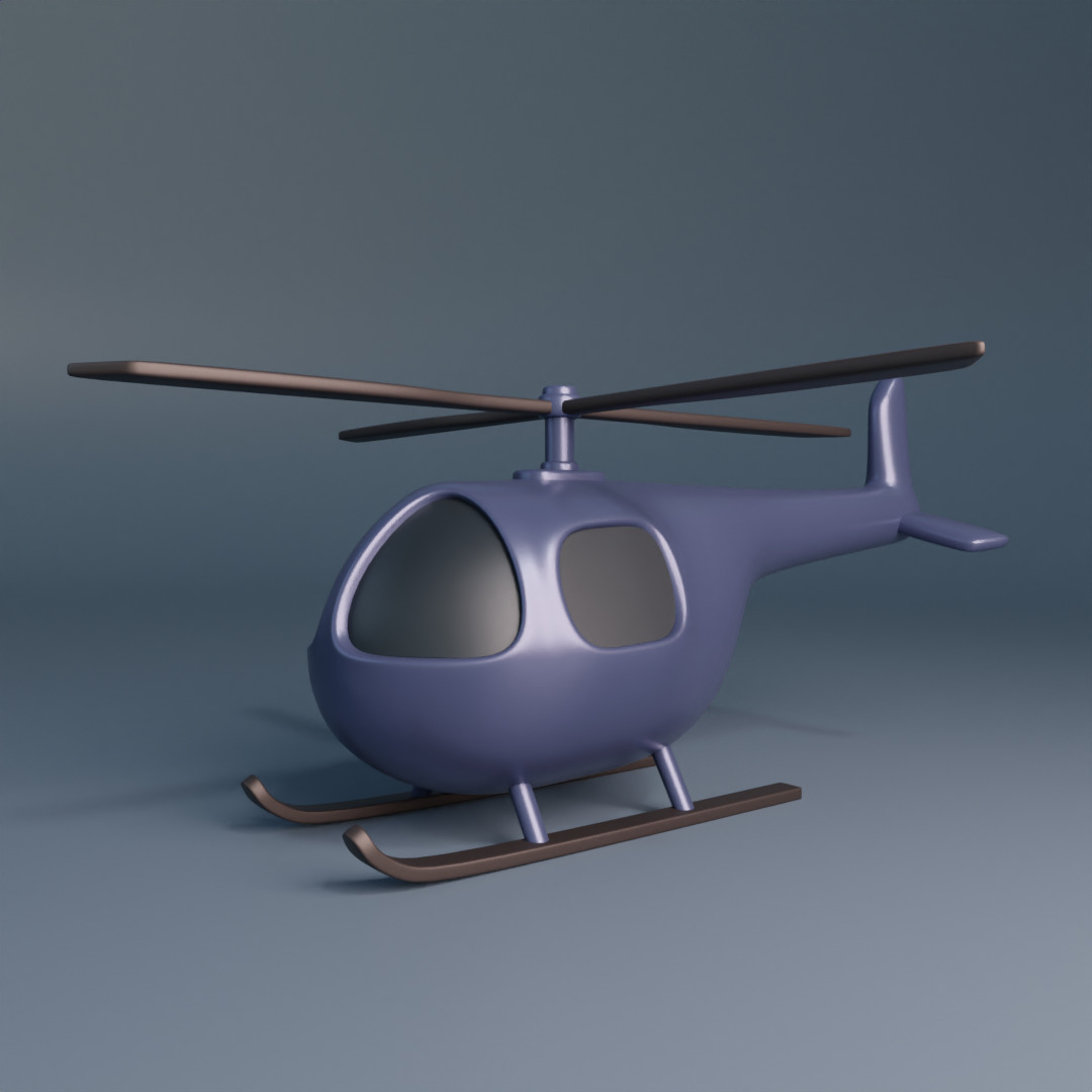 Cartoon Helicopter Low-poly 3D model_7