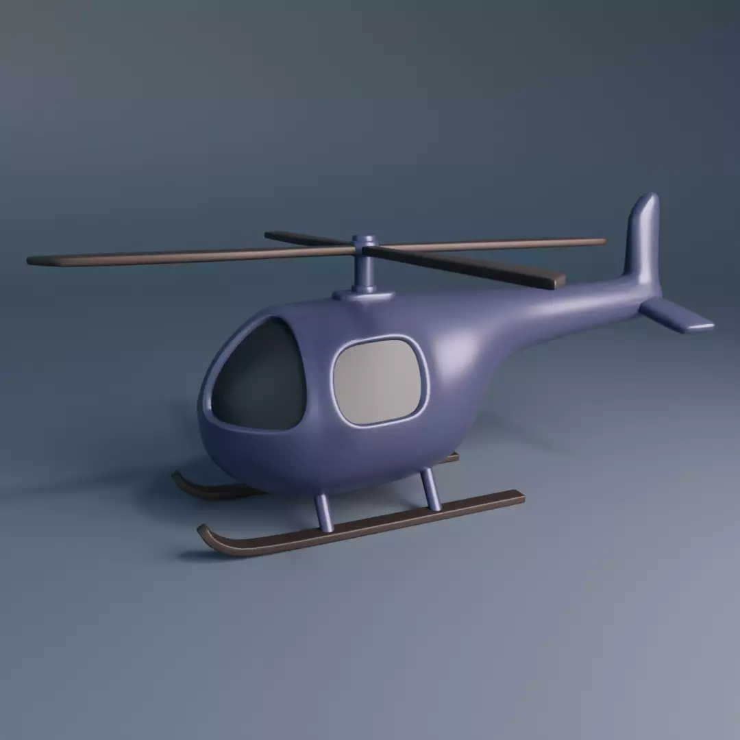 Cartoon Helicopter Low-poly 3D model_0