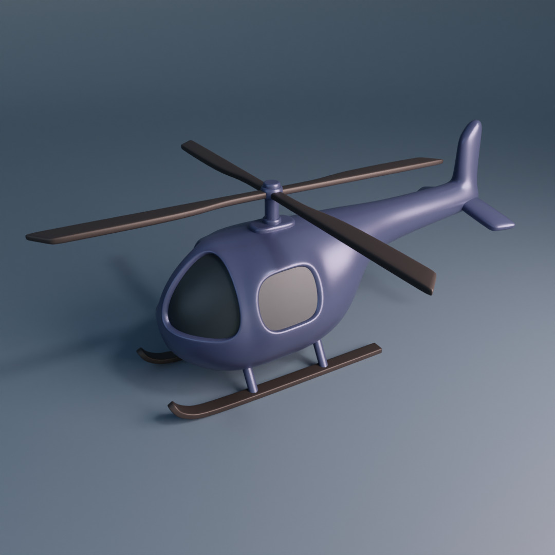 Cartoon Helicopter Low-poly 3D model_2