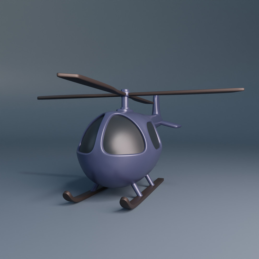 Cartoon Helicopter Low-poly 3D model_6
