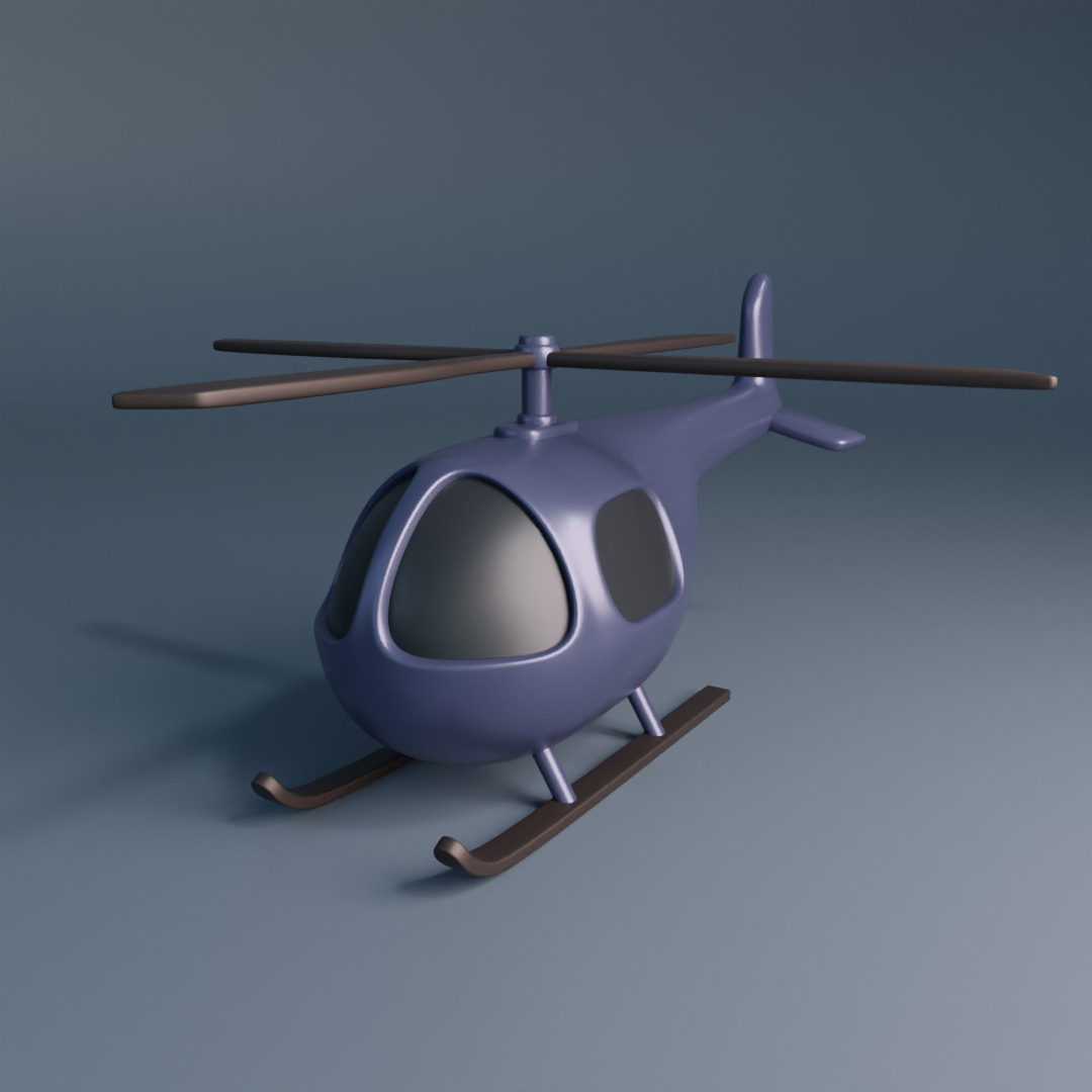 Cartoon Helicopter Low-poly 3D model_1