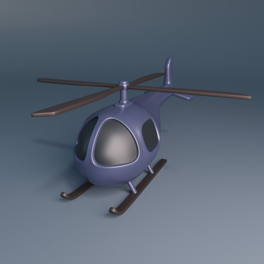 Cartoon Helicopter Low-poly 3D model_3
