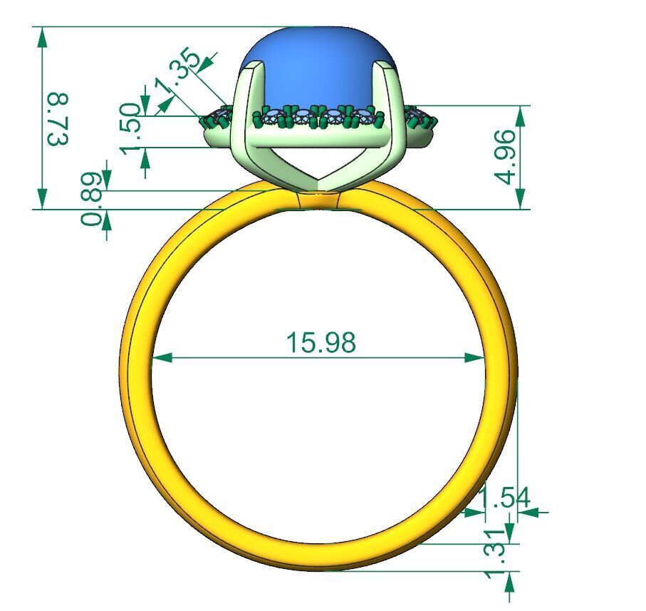 Ring Cabochon and Halo 3D print model_7