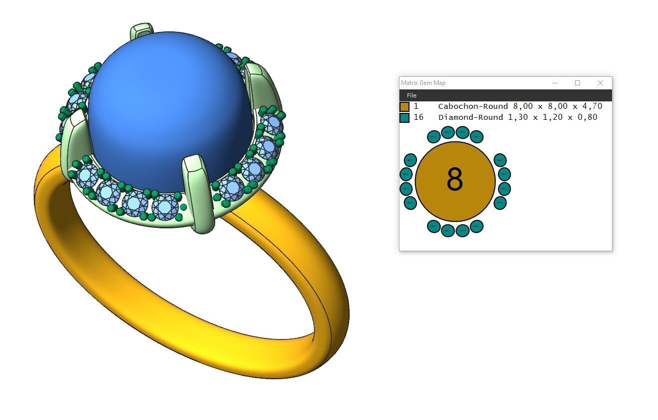 Ring Cabochon and Halo 3D print model_10
