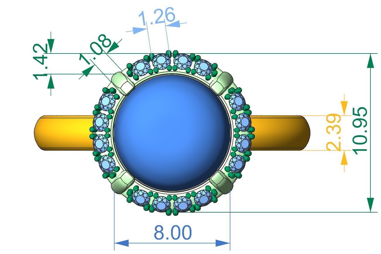 Ring Cabochon and Halo 3D print model_6