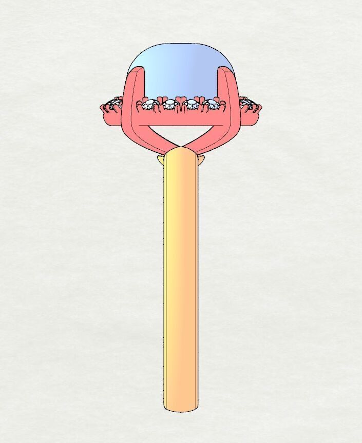 Ring Cabochon and Halo 3D print model_2