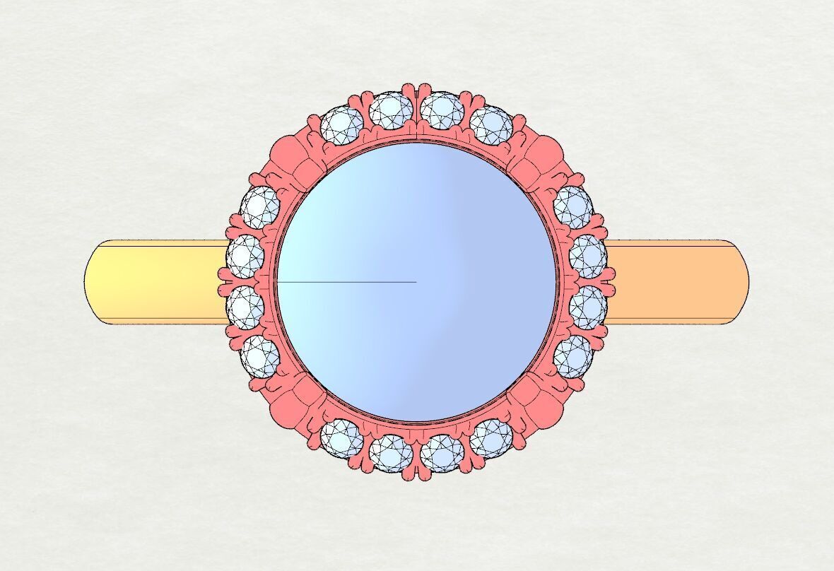 Ring Cabochon and Halo 3D print model_1