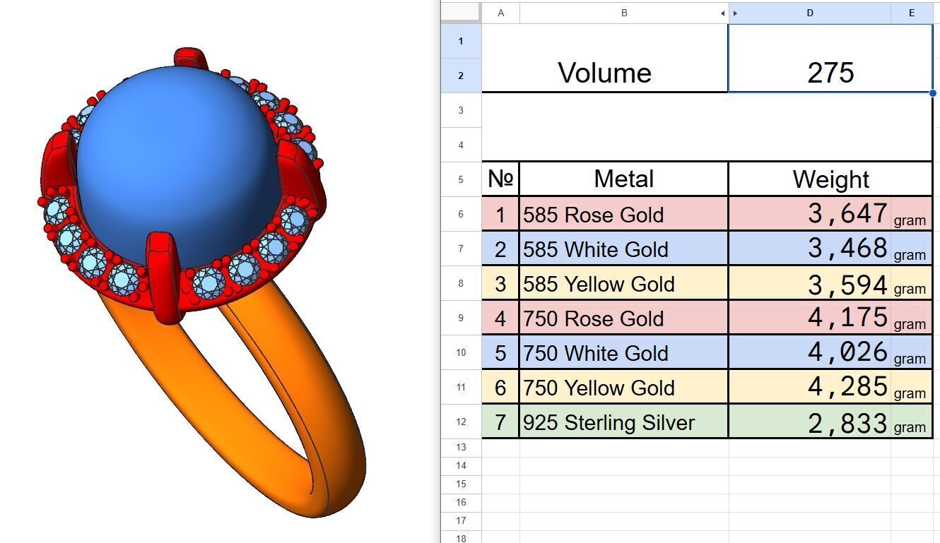Ring Cabochon and Halo 3D print model_11