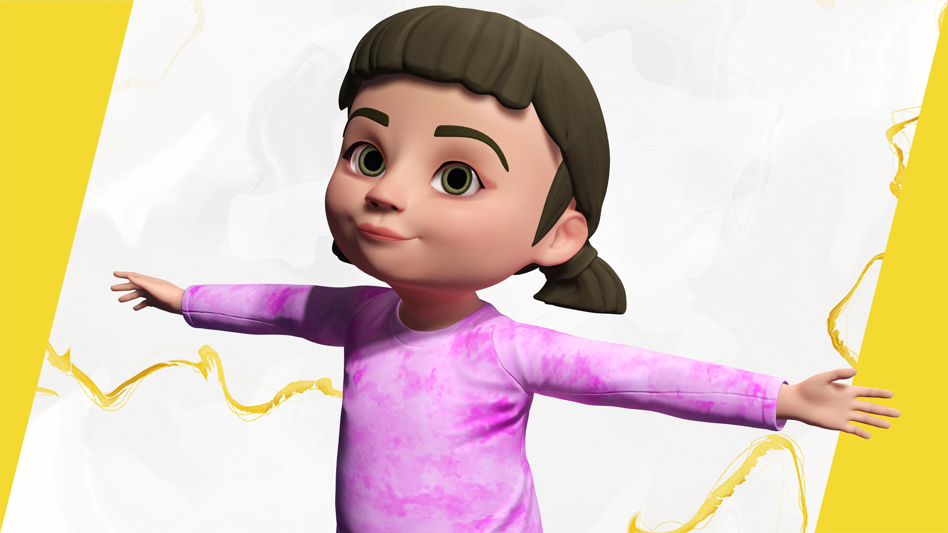 Stylized Cartoon Girl Cute 3D Toon Low-poly 3D model_5