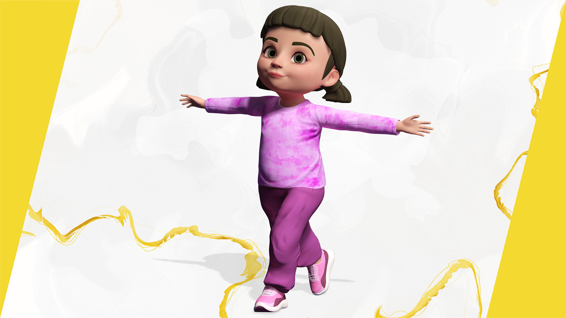 Stylized Cartoon Girl Cute 3D Toon Low-poly 3D model_4