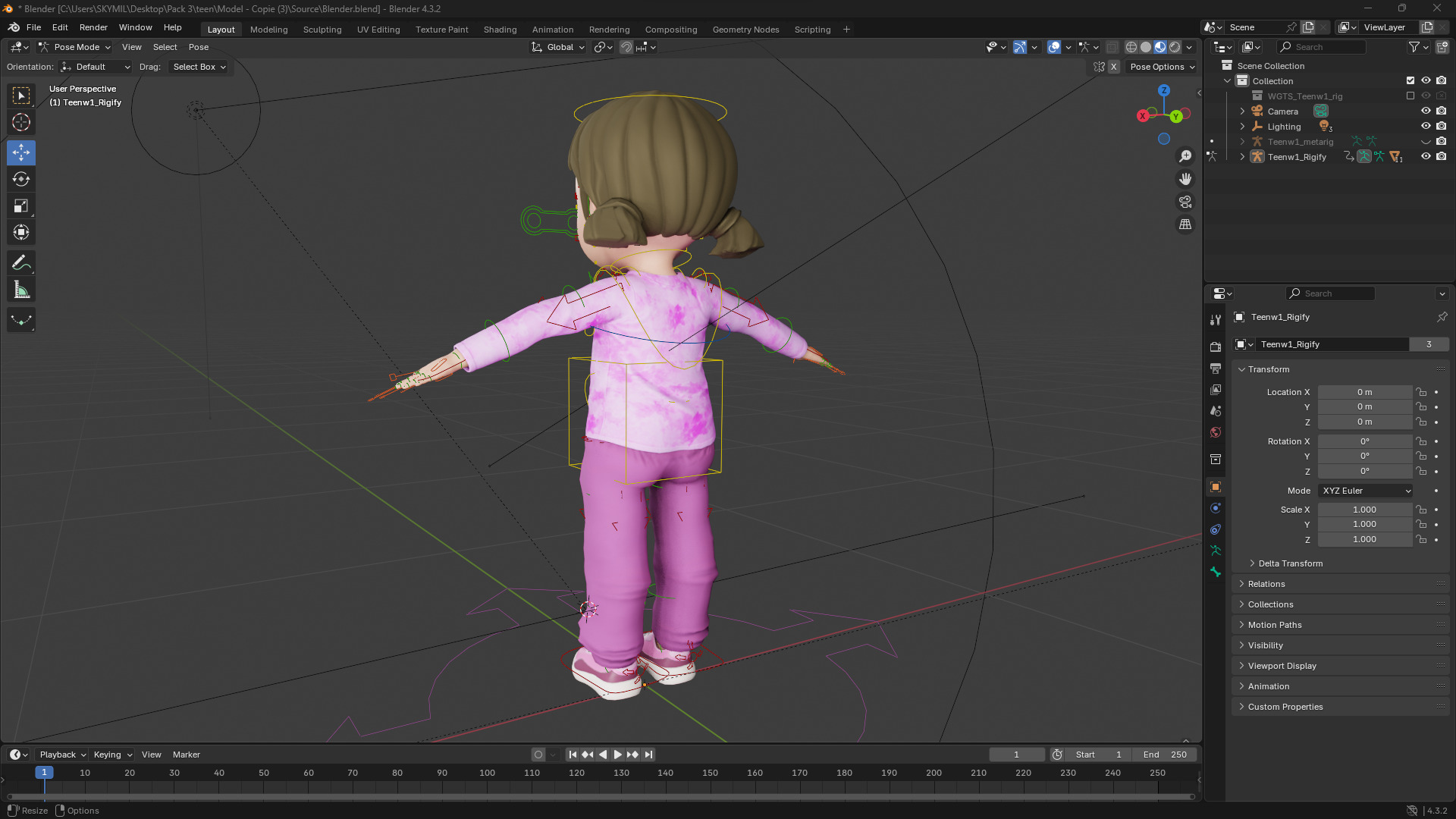 Stylized Cartoon Girl Cute 3D Toon Low-poly 3D model_17