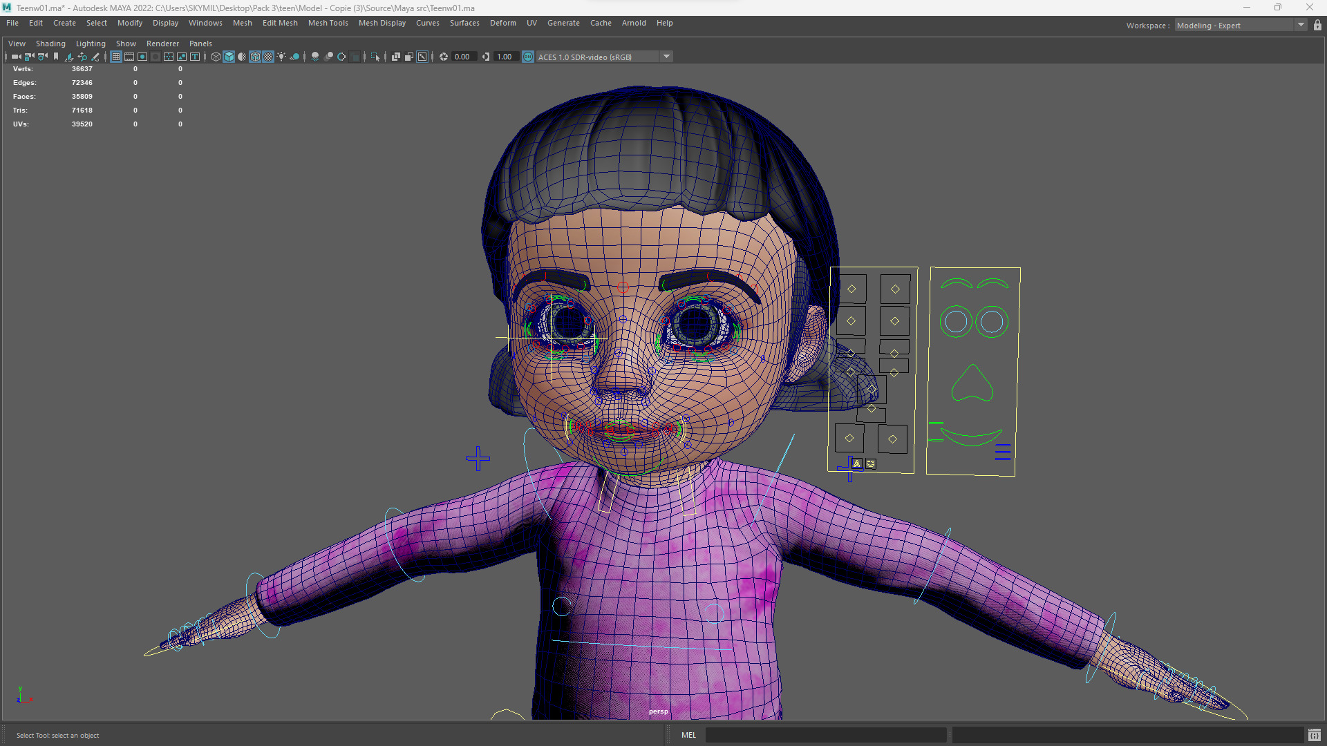 Stylized Cartoon Girl Cute 3D Toon Low-poly 3D model_20