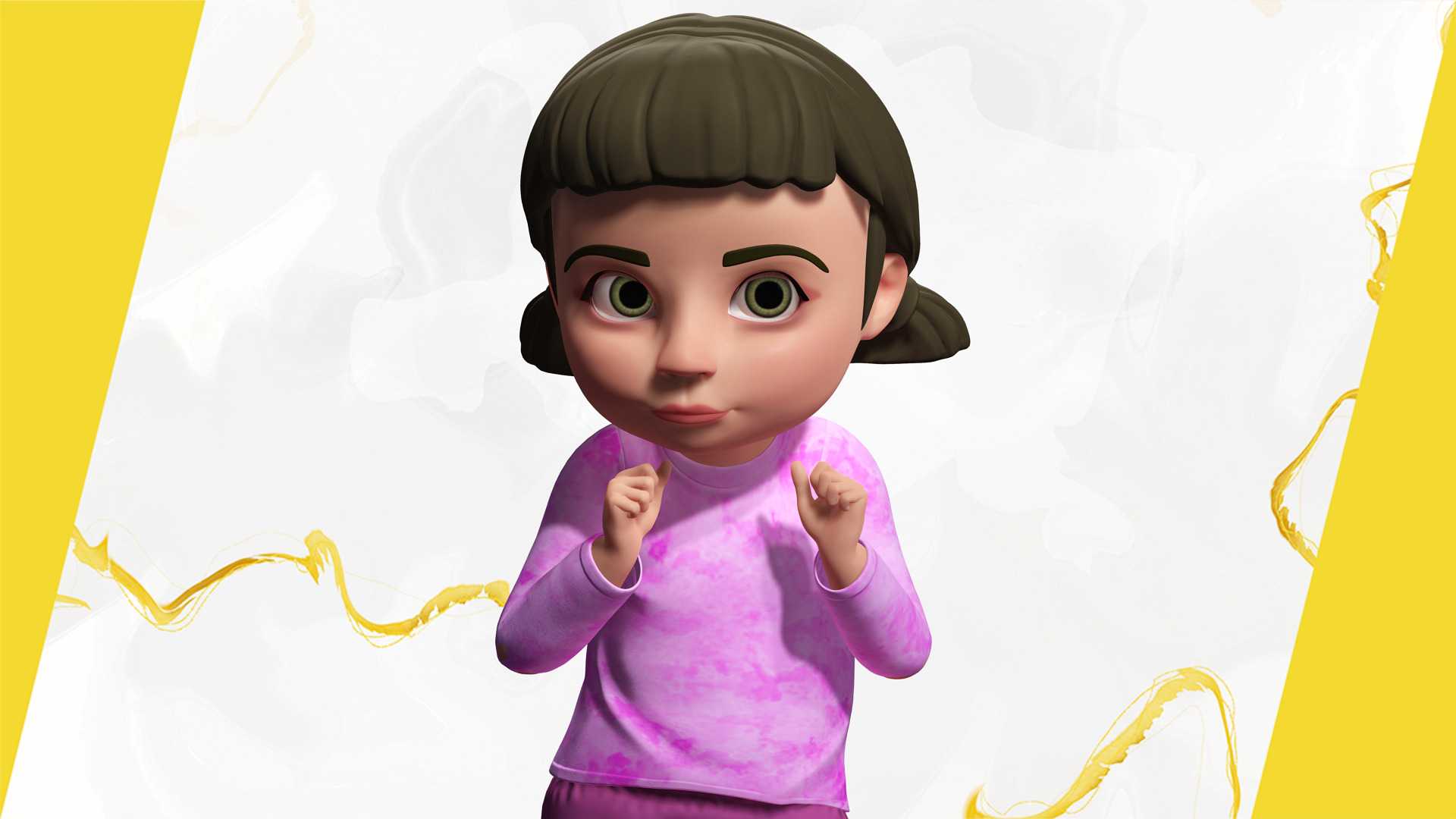 Stylized Cartoon Girl Cute 3D Toon Low-poly 3D model_7