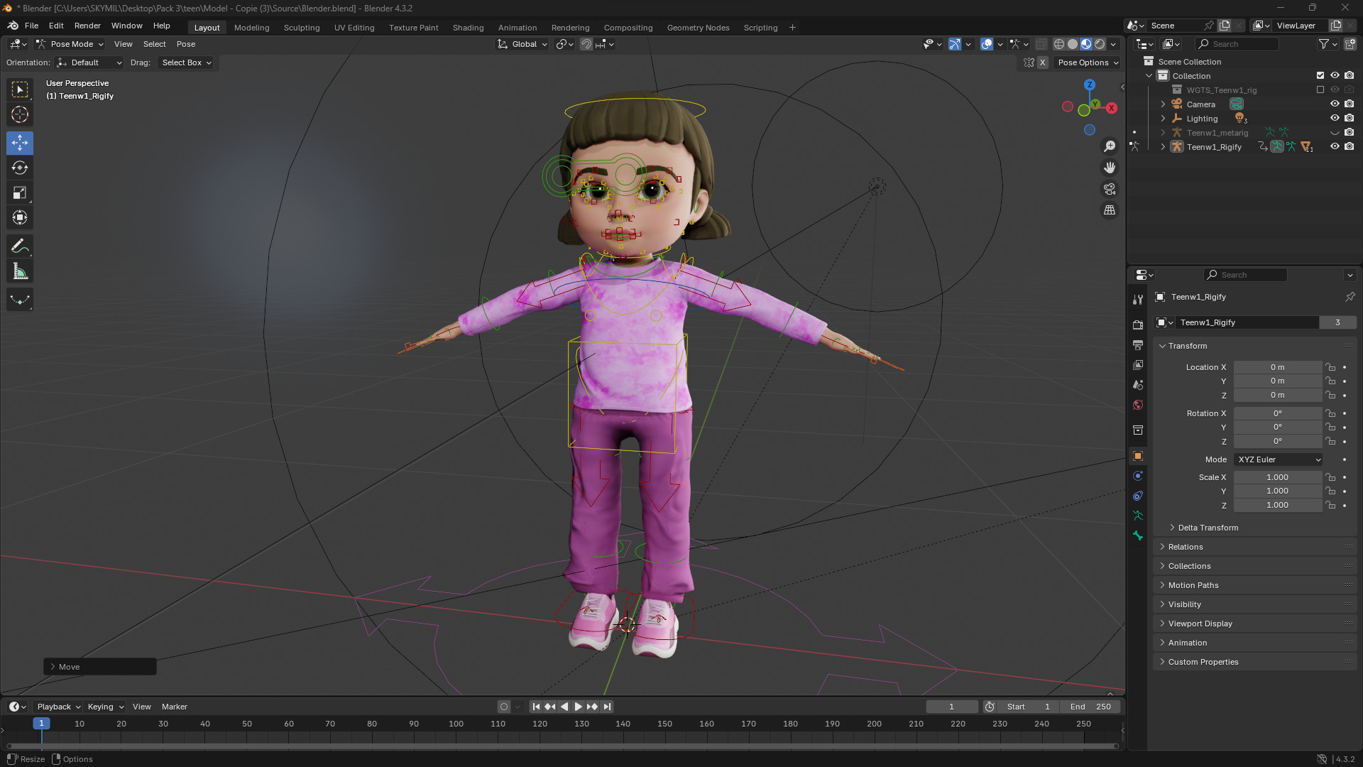Stylized Cartoon Girl Cute 3D Toon Low-poly 3D model_15