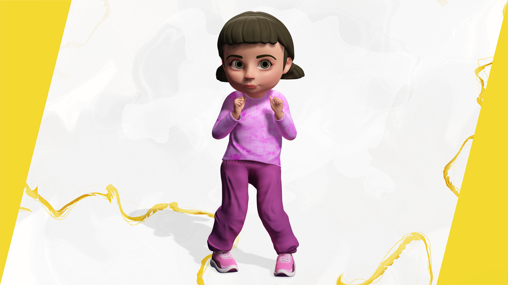 Stylized Cartoon Girl Cute 3D Toon Low-poly 3D model_6