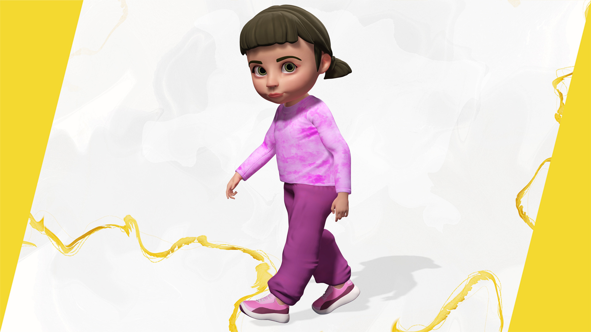 Stylized Cartoon Girl Cute 3D Toon Low-poly 3D model_3