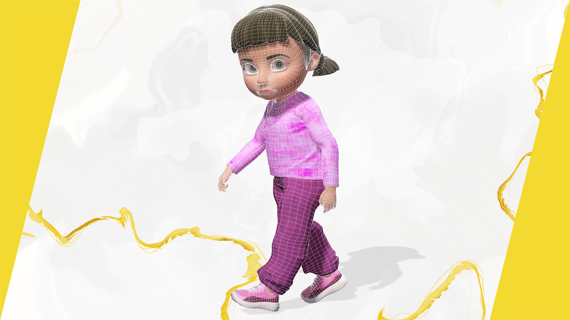 Stylized Cartoon Girl Cute 3D Toon Low-poly 3D model_13