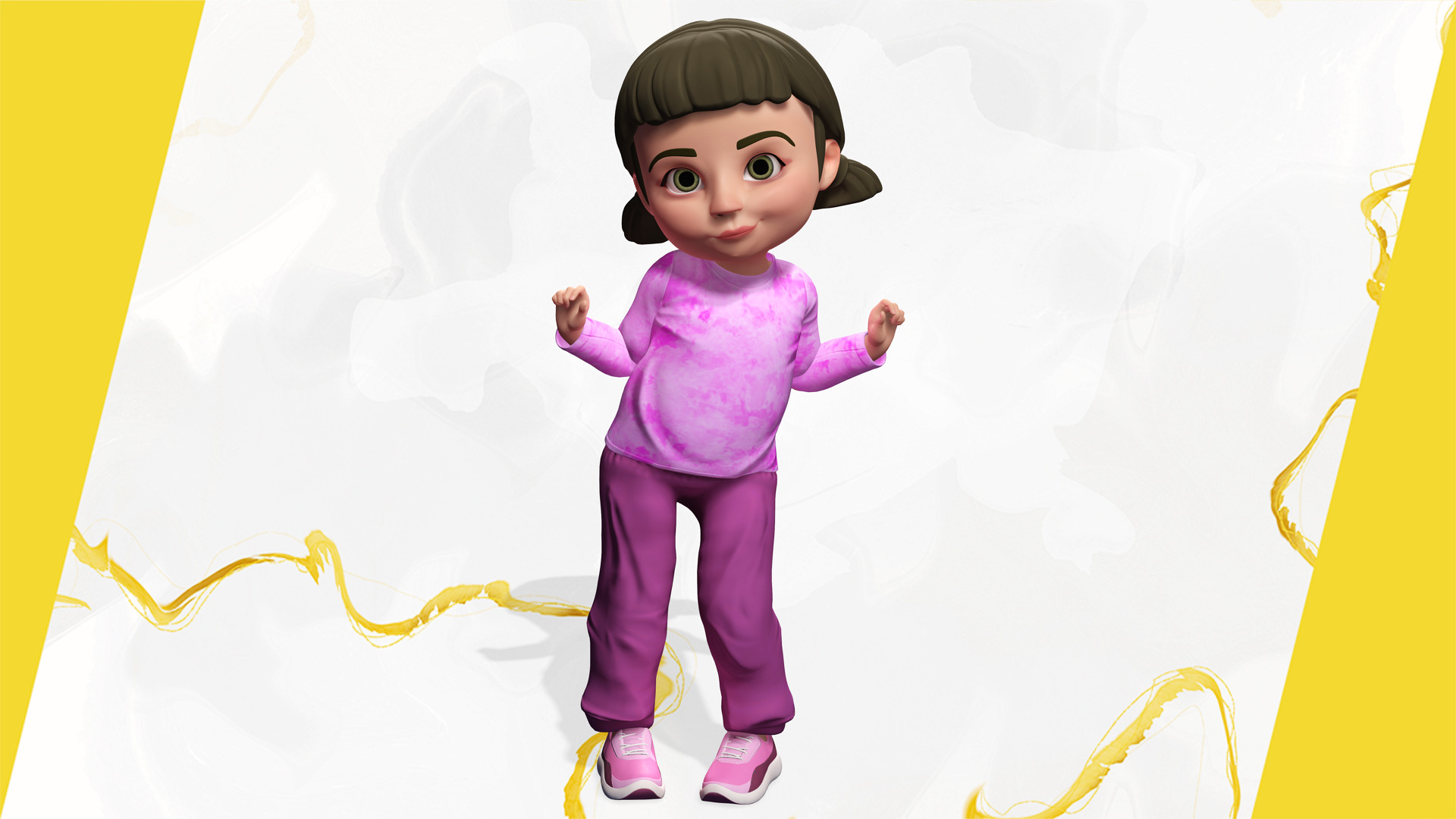 Stylized Cartoon Girl Cute 3D Toon Low-poly 3D model_10