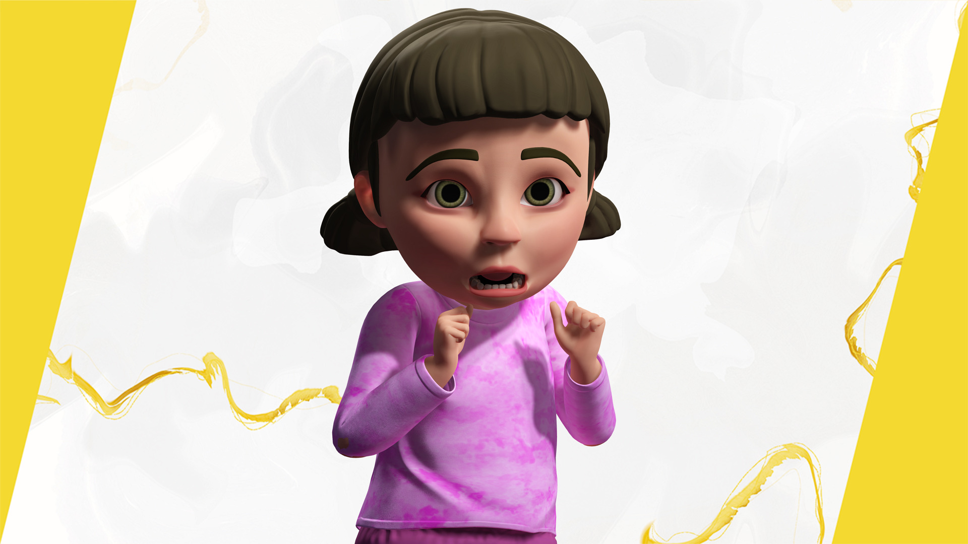 Stylized Cartoon Girl Cute 3D Toon Low-poly 3D model_12