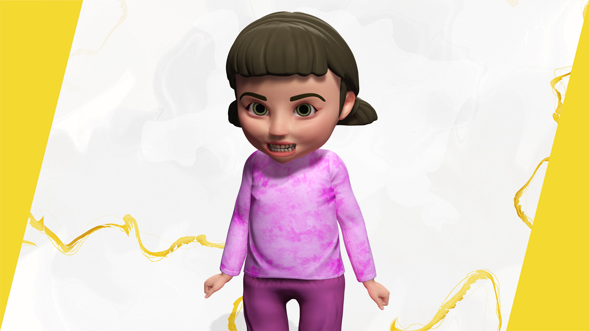 Stylized Cartoon Girl Cute 3D Toon Low-poly 3D model_9