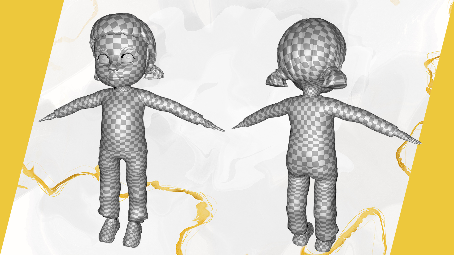 Stylized Cartoon Girl Cute 3D Toon Low-poly 3D model_26